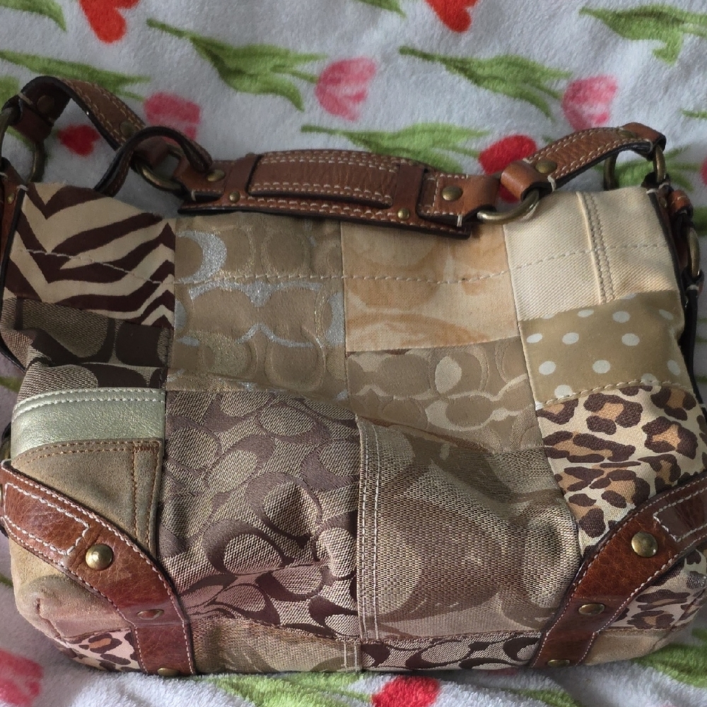 Patchwork Beige & Brown Shoulder Bag - image 9
